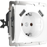 Розетка Werkel с заземлением, USBx2 белая WL01-SKGS-USBx2-IP20 4690389073199