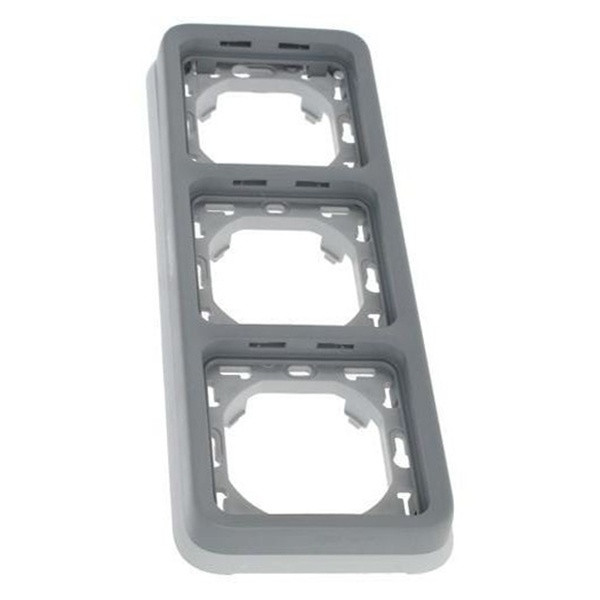 Рамка с суппортом Legrand Plexo IP55 на 3 поста, серая (горизонтальный монтаж) 069687