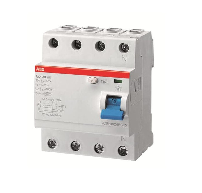 УЗО четырехполюсный ABB F204 0,1-100мА AC-25