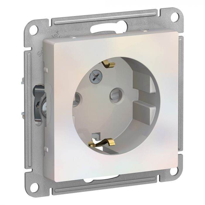 Розетка силовая Schneider Electric Atlas Design со шторками, жемчуг