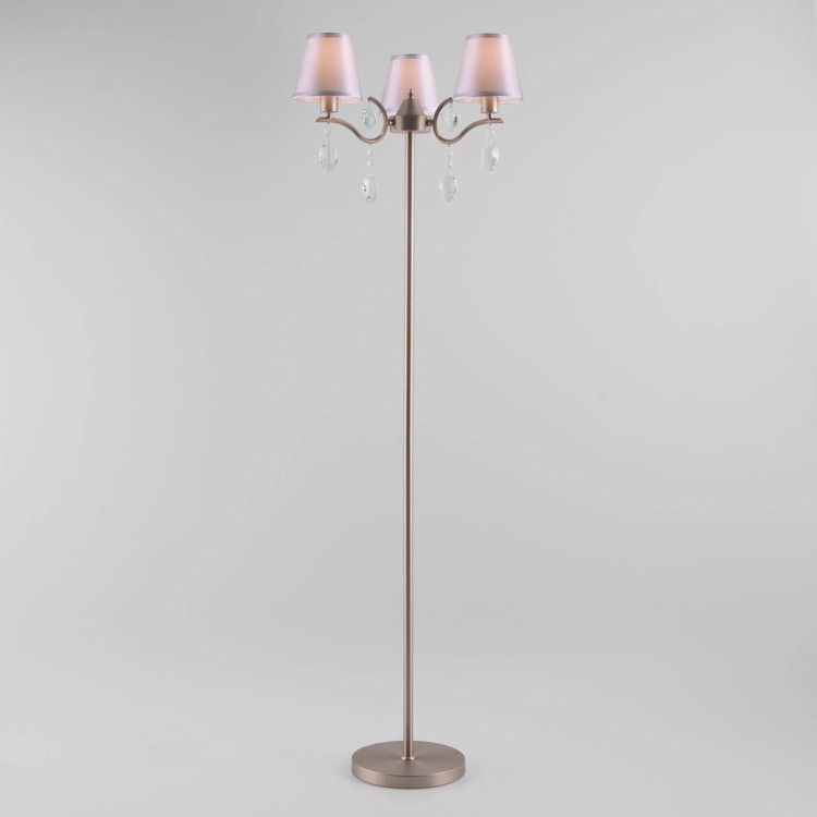 Торшер Eurosvet 01059/3 сатин-никель/прозрачный хрусталь Strotskis