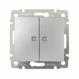 Переключатель двухклавишный Legrand Valena Classic с подсветкой, алюминий 770212