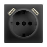 Розетка Werkel с заземлением, шторками и USBx2 черный матовый WL08-SKGS-USBx2-IP20 4690389073236