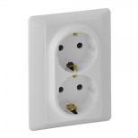 Розетка двойная Legrand Valena Life 2x2K+3 со шторками, белая 753031+754950+754221