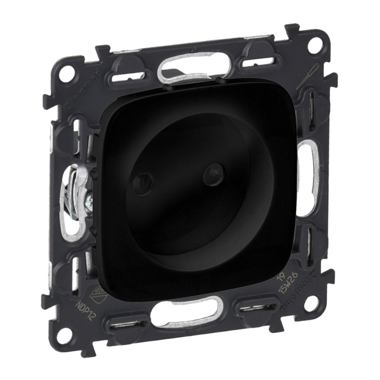 Розетка силовая Legrand Valena Allure 2K со шторками, антрацит 753016+754978