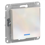 Выключатель одноклавишный Schneider Electric Atlas Design с подсветкой, жемчуг