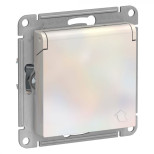 Розетка силовая Schneider Electric Atlas Design со шторками и крышкой, жемчуг