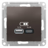 Зарядное устройство USB+Type C Schneider Electric Atlas Design мокко