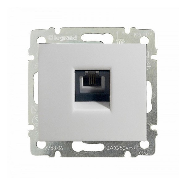 Розетка телефонная Legrand Valena Classic RJ-11, 4 контакта, 1 выход, белая 774438