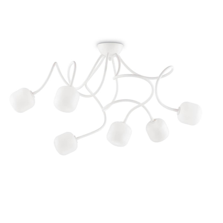Потолочная люстра Ideal Lux Octopus PL6 Bianco 174921 Потолочная люстра Ideal Lux Octopus PL6 Bianco 174921
