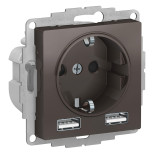 Розетка силовая+USB Schneider Electric Atlas Design мокко