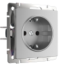 W1171106/ Розетка с заземлением и шторками (серебряный) W1171106