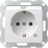 Розетка Gira System 55 Schuko с/з с подсветкой 16A 250V безвинтовой зажим чисто-белый глянцевый 045203