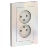 Розетка двойная Schneider Electric Atlas Design без заземления, в сборе, жемчуг