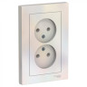 Розетка двойная Schneider Electric Atlas Design без заземления, в сборе, жемчуг