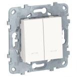 Переключатель двухклавишный Schneider Electric Unica New с подсветкой, белый