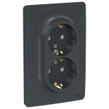 Розетка двойная Schneider Electric Unica New с заземлением, антрацит
