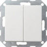 Выключатель кнопочный двухклавишный Gira System 55 10A 250V чисто-белый шелковисто-матовый 012527