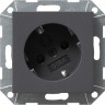 Розетка Gira System 55 Schuko с/з со шторками 16A 250V безвинтовой зажим антрацит 041828