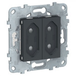 Розетка силовая Schneider Electric Unica New 2х2К на 2 модуля, антрацит
