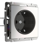 Розетка Werkel с заземлением и шторками глянцевый никель WL02-SKGS-01-IP44 4690389075810