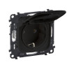Розетка силовая Legrand Valena Allure 2K+3 с крышкой, антрацит 753021+754848