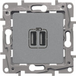 Зарядное устройство Legrand Etika алюминий 672494