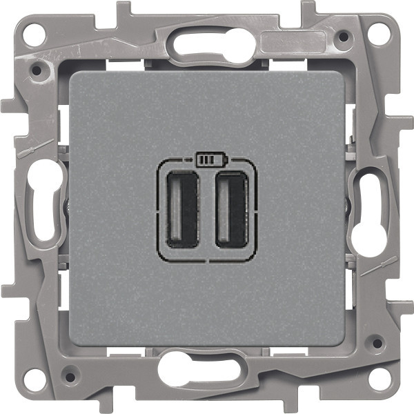 Зарядное устройство Legrand Etika алюминий 672494