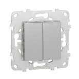 Выключатель двухклавишный Schneider Electric Unica New алюминий