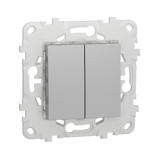 Выключатель двухклавишный Schneider Electric Unica New алюминий