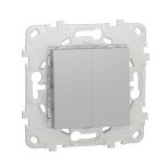 Переключатель двухклавишный Schneider Electric Unica New алюминий