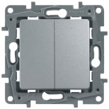 Переключатель двухклавишный Legrand Etika алюминий 672412