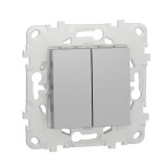 Переключатель двухклавишный перекрестный Schneider Electric Unica New алюминий