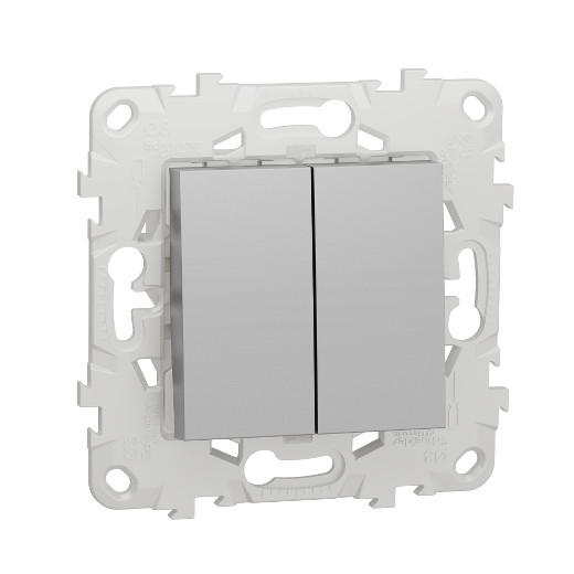 Переключатель двухклавишный перекрестный Schneider Electric Unica New алюминий