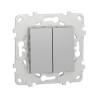 Переключатель двухклавишный перекрестный Schneider Electric Unica New алюминий