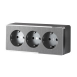 Розетка тройная с заземлением и шторками Gallant графит рифленый W5073104