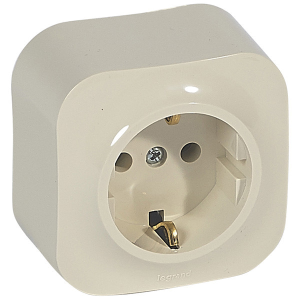 Розетка силовая Legrand Quteo 2К+З без шторок, слоновая кость 782241