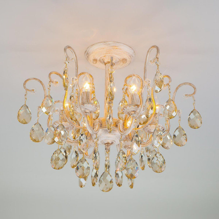  Подвесная люстра Eurosvet 10022/6 белый с золотом/ тонированный хрусталь Strotskis