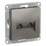 Розетка двойная Schneider Atlas Design RJ-45 кат. 5е, сталь