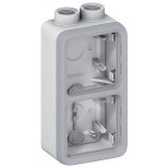 Коробка для накладного монтажа Legrand Plexo IP55 на 2 поста, PG, серая (вертикальный монтаж) 069664