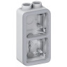 Коробка для накладного монтажа Legrand Plexo IP55 на 2 поста, PG, серая (вертикальный монтаж) 069664
