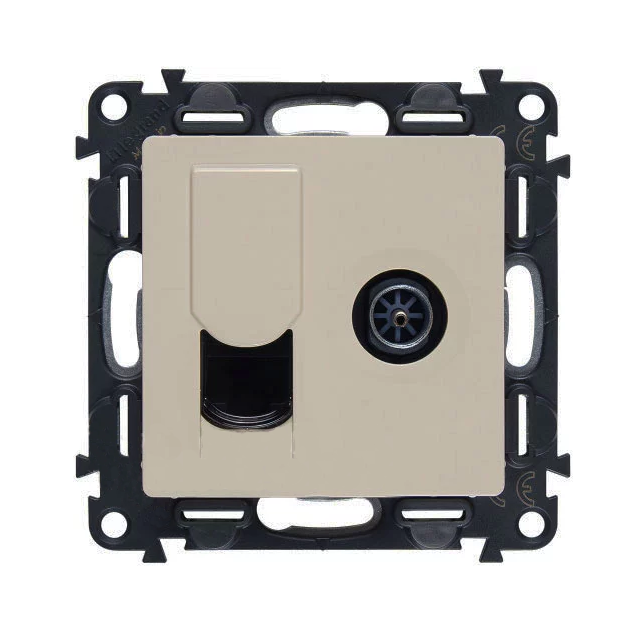 Розетка TV+RJ-45 Legrand Valena Life слоновая кость 753055+754831