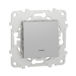 Переключатель одноклавишный Schneider Electric Unica New с подсветкой, алюминий