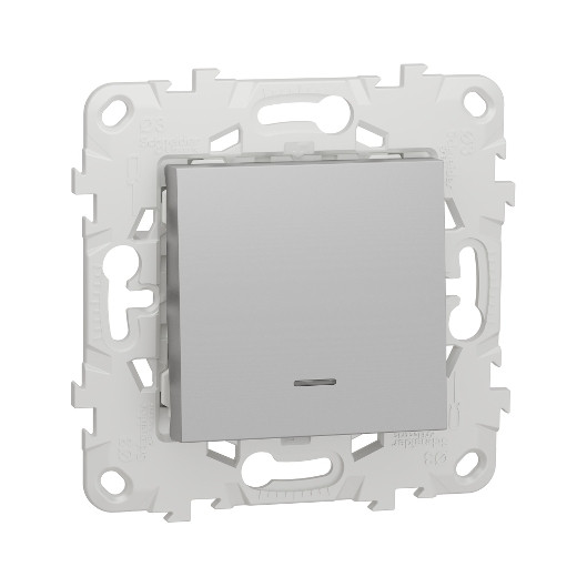 Переключатель одноклавишный Schneider Electric Unica New с подсветкой, алюминий