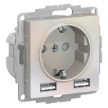 Розетка силовая+USB Schneider Electric Atlas Design жемчуг