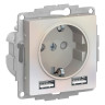 Розетка силовая+USB Schneider Electric Atlas Design жемчуг