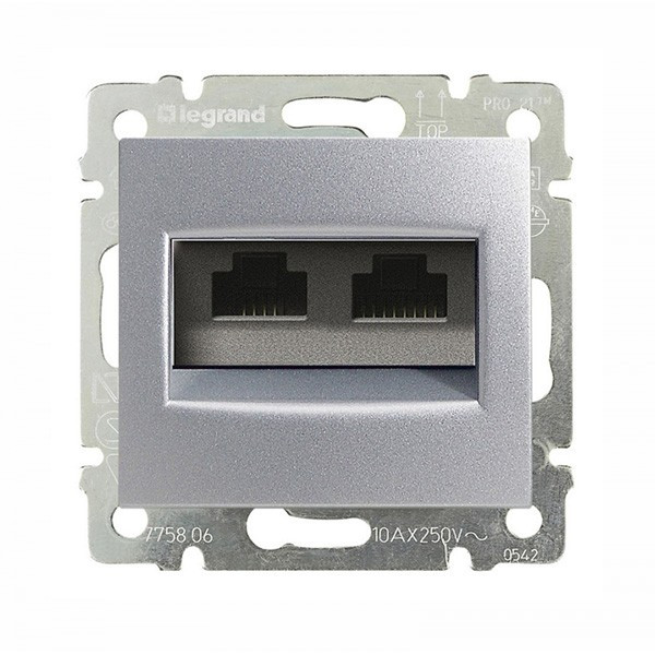 Розетка RJ-45 Legrand Valena Classic UTP 2, алюминий 770243