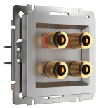Акустическая розетка Werkel х4 серебряная рифленая WL09-AUDIOx4 4690389085024