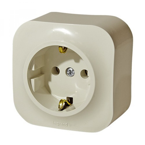 Розетка силовая Legrand Quteo 2K+3 со шторками, слоновая кость 782250