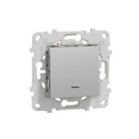 Переключатель одноклавишный проходной Schneider Electric Unica New с подсветкой, алюминий